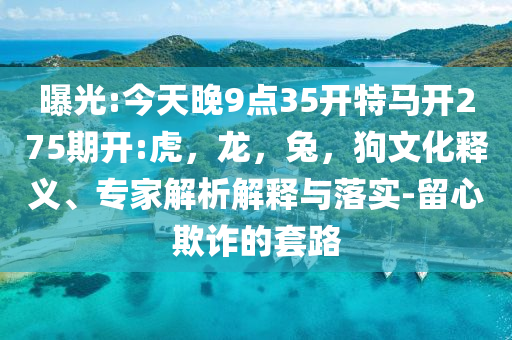 曝光:今天晚9点35开特马开275期开:虎，龙，兔，狗文化释义、专家解析解释与落实-留心欺诈的套路