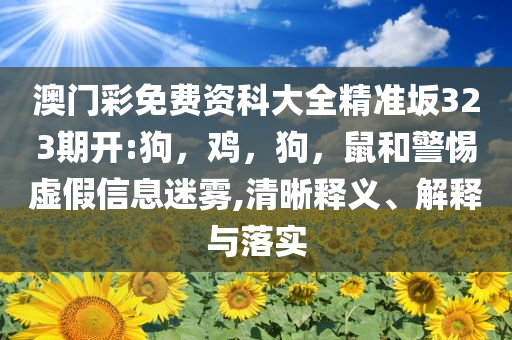 澳门彩免费资科大全精准坂323期开:狗，鸡，狗，鼠和警惕虚假信息迷雾,清晰释义、解释与落实