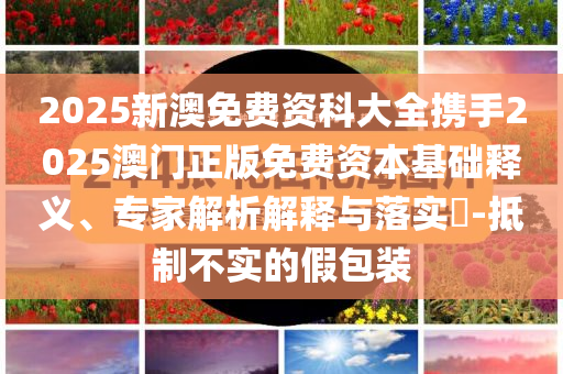 2025新澳免费资科大全携手2025澳门正版免费资本基础释义、专家解析解释与落实​-抵制不实的假包装