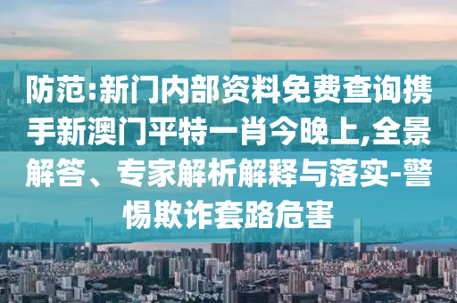 防范:新门内部资料免费查询携手新澳门平特一肖今晚上,全景解答、专家解析解释与落实-警惕欺诈套路危害
