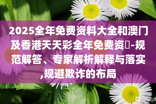 2025全年免费资料大全和澳门及香港天天彩全年免费资枓-规范解答、专家解析解释与落实,规避欺诈的布局
