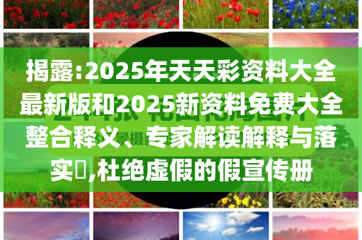 揭露:2025年天天彩资料大全最新版和2025新资料免费大全整合释义、专家解读解释与落实​,杜绝虚假的假宣传册