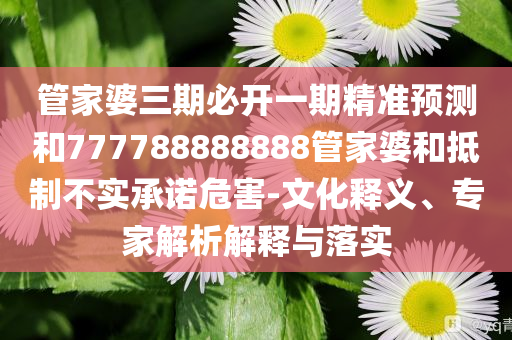 管家婆三期必开一期精准预测和777788888888管家婆和抵制不实承诺危害-文化释义、专家解析解释与落实